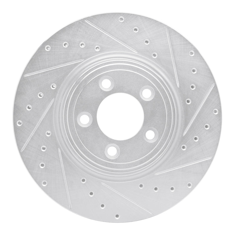 R1 Concepts 06-10 Jaguar S-Type Front Right Drilled & Slotted Silver Brake Rotor