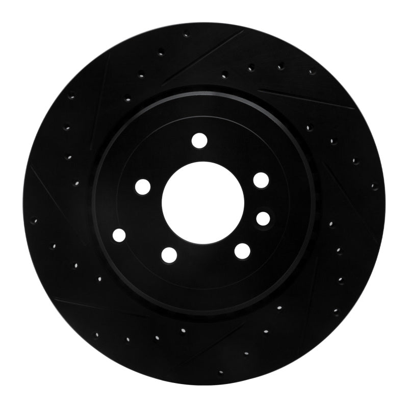 R1 Concepts 10-13 Land Rover Range Rover Sport Rear Left Drilled & Slotted Black Brake Rotor