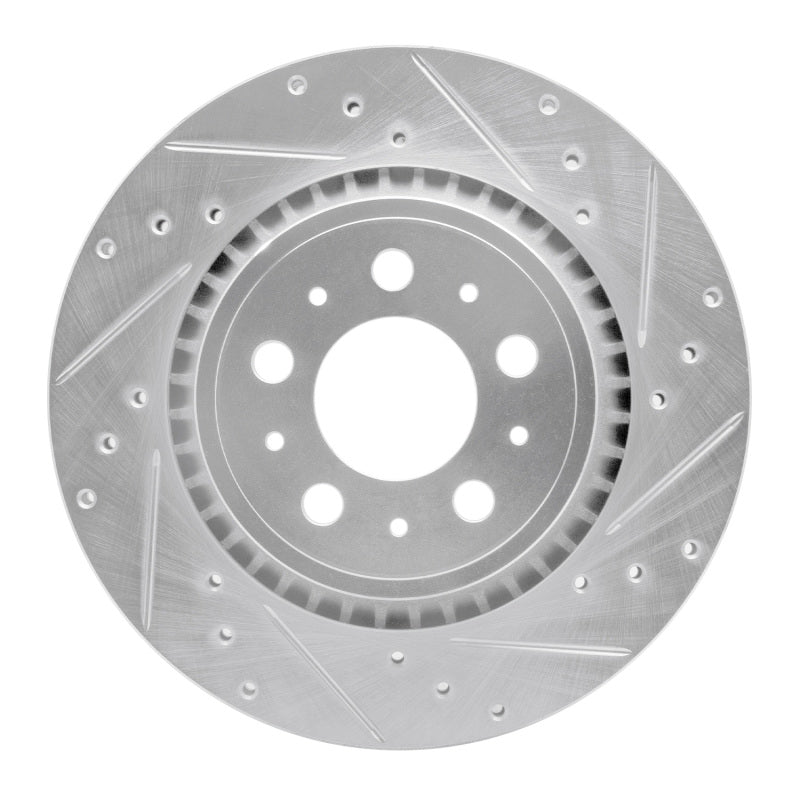 R1 Concepts 03-14 Volvo XC90 Rear Right Drilled & Slotted Silver Brake Rotor