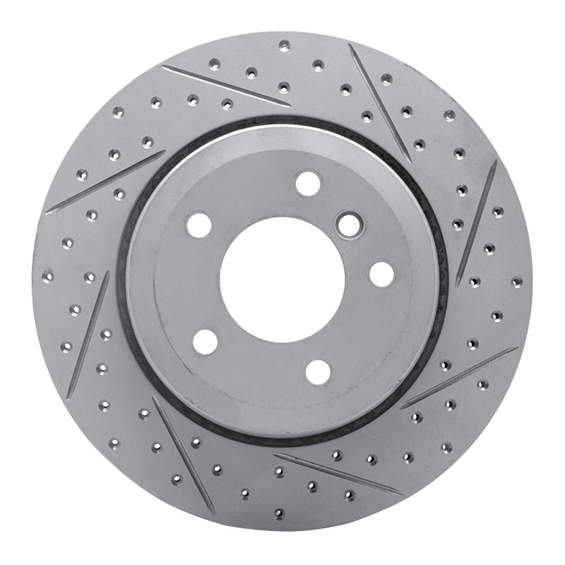 R1 Concepts 06-10 BMW 530Xi Rear Right Drilled & Slotted Geo-Carbon Rotor