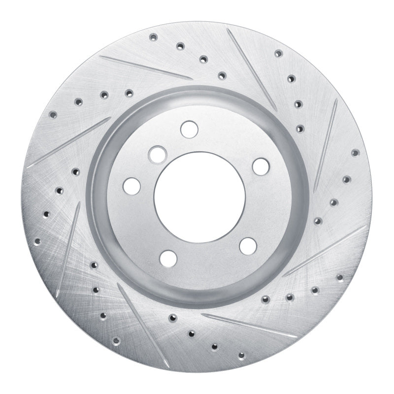 R1 Concepts 09-16 BMW Z4 Front Right Drilled & Slotted Silver Brake Rotor