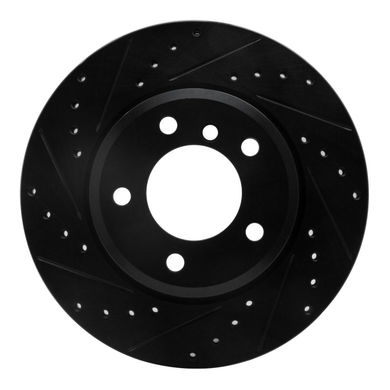 R1 Concepts 99-08 BMW 325XI Front Left Drilled & Slotted Black Brake Rotor