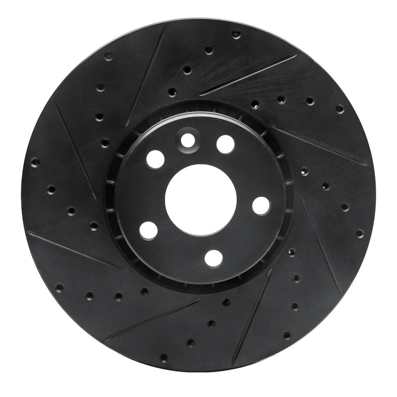 R1 Concepts 10-16 Volvo XC60 Front Left Drilled & Slotted Black Brake Rotor