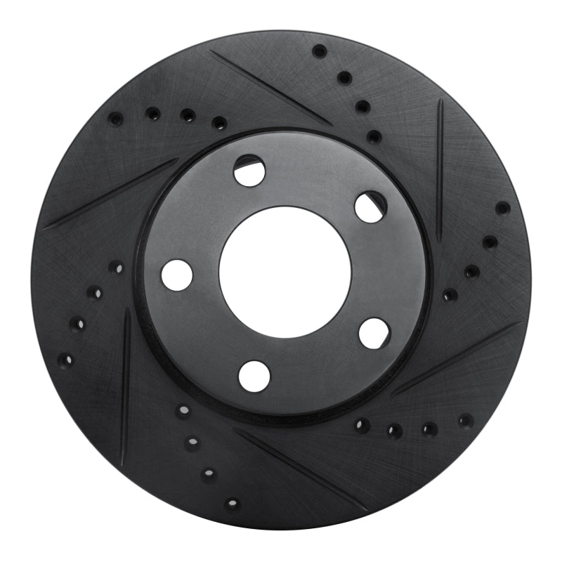 R1 Concepts 90-97 Audi V8 Quattro Front Right Drilled & Slotted Black Brake Rotor