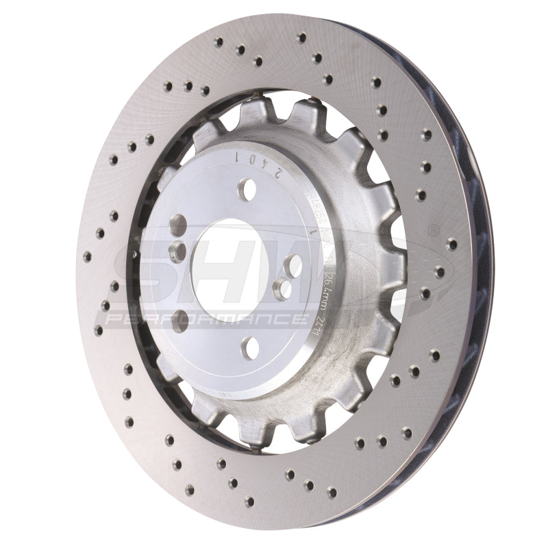 SHW Performance 19-21 BMW M2 Competition 3.0L Right Rear Cross-Drilled Lightweight Brake Rotor (34118072020)