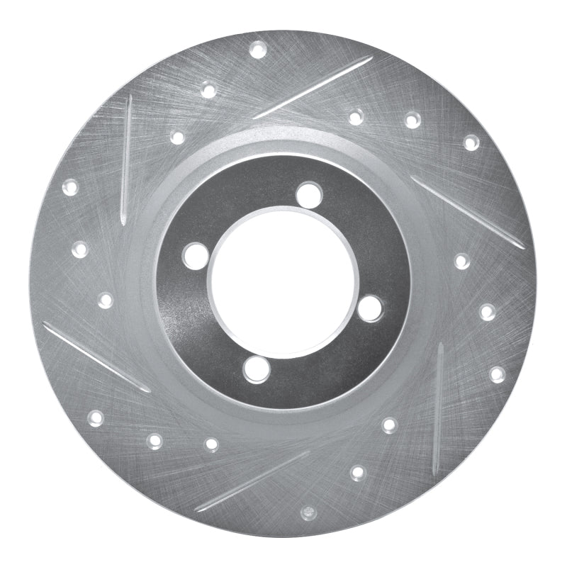 R1 Concepts 67-76 BMW 1600 Front Left Drilled & Slotted Silver Brake Rotor