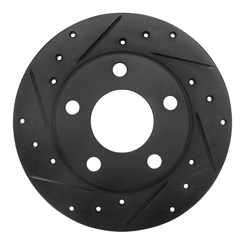 R1 Concepts 99-02 Audi A6 Quattro Rear Left Drilled & Slotted Black Brake Rotor
