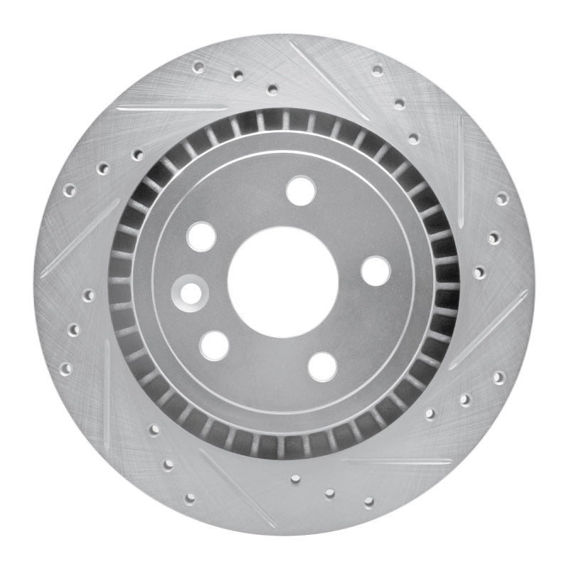 R1 Concepts 10-17 Volvo XC60 Rear Right Drilled & Slotted Silver Brake Rotor