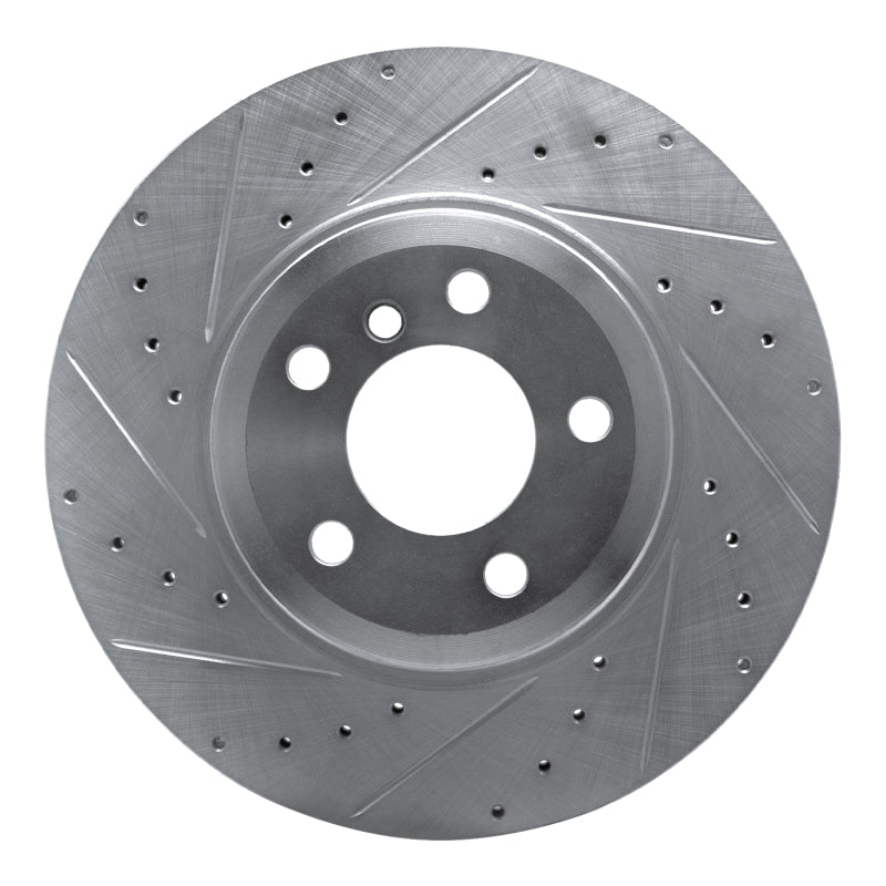 R1 Concepts 07-19 BMW X5 Rear Left Drilled & Slotted Silver Brake Rotor