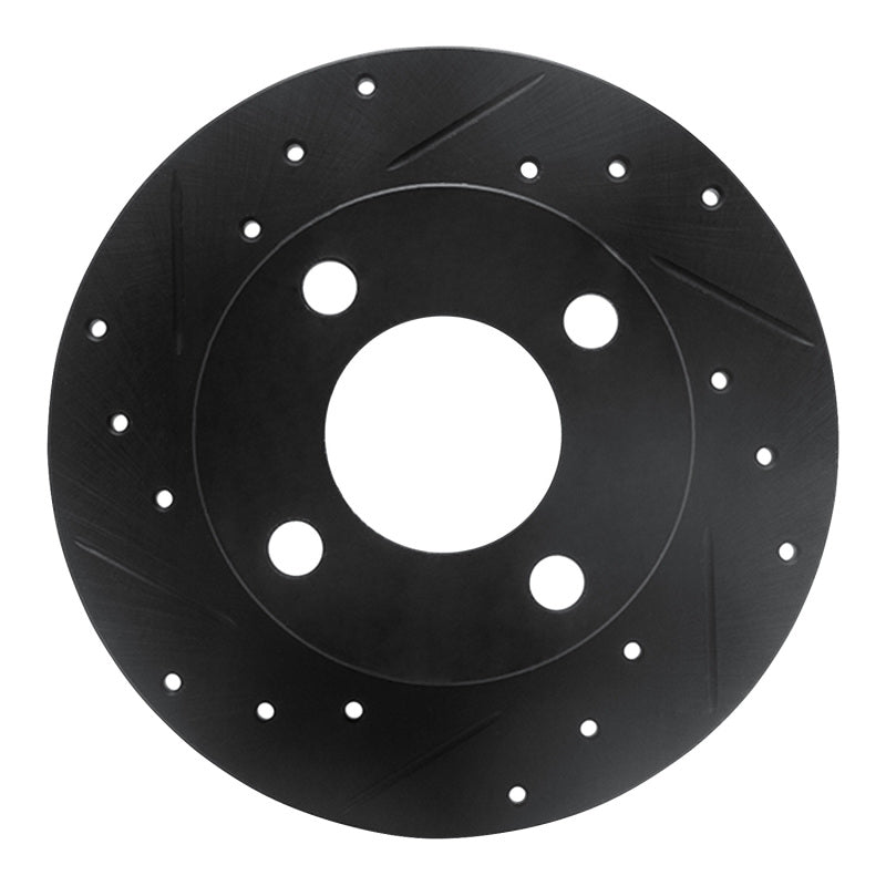R1 Concepts 89-91 Audi 100 Rear Left Drilled & Slotted Black Brake Rotor