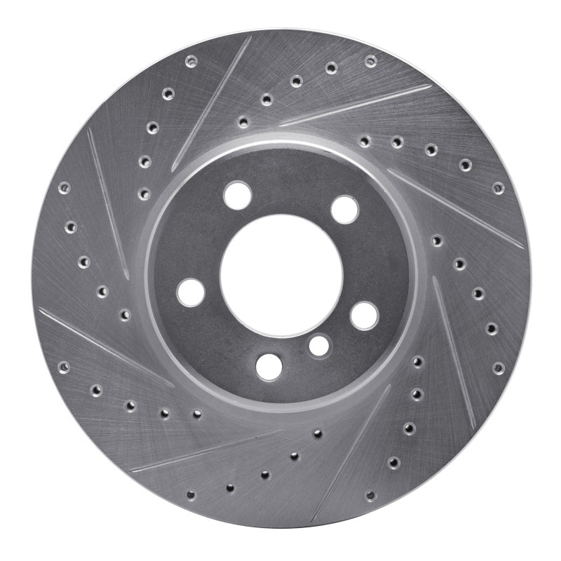 R1 Concepts 03-05 Land Rover Range Rover Front Left Drilled & Slotted Silver Brake Rotor