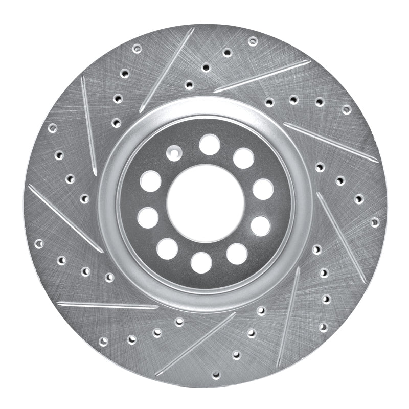 R1 Concepts 00-06 Audi TT Front Left Drilled & Slotted Silver Brake Rotor