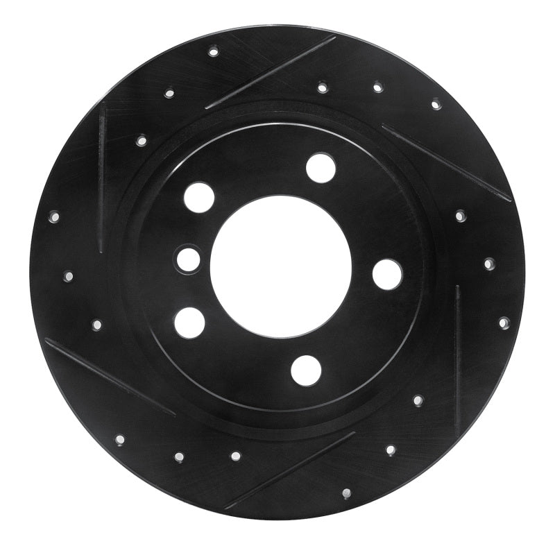 R1 Concepts 2013-2016 Mini Cooper Paceman Rear Left Drilled & Slotted Black Brake Rotor