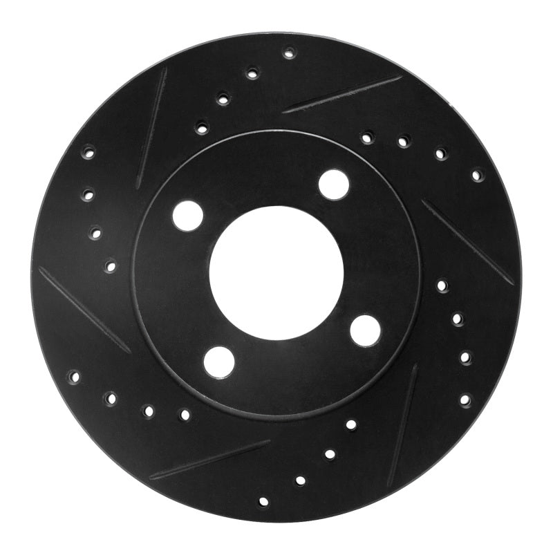 R1 Concepts 78-92 Audi 80 Front Left Drilled & Slotted Black Brake Rotor