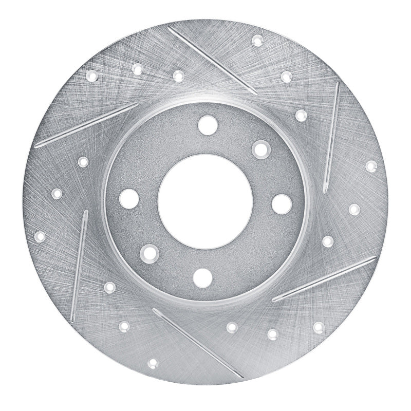 R1 Concepts 89-91 Peugeot 405 Front Right Drilled & Slotted Silver Brake Rotor