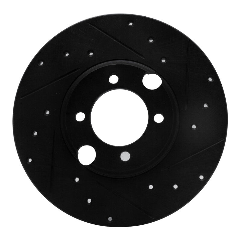 R1 Concepts 83-93 Jaguar XJRS Rear Right Drilled & Slotted Black Brake Rotor