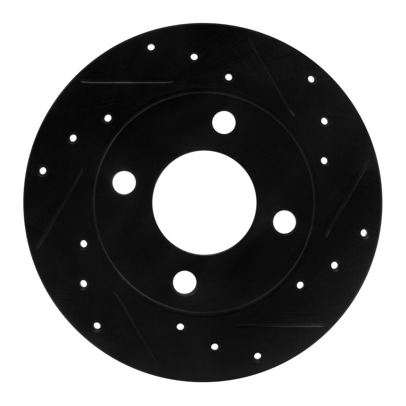 R1 Concepts 84-95 Audi 90 Quattro Rear Right Drilled & Slotted Black Brake Rotor