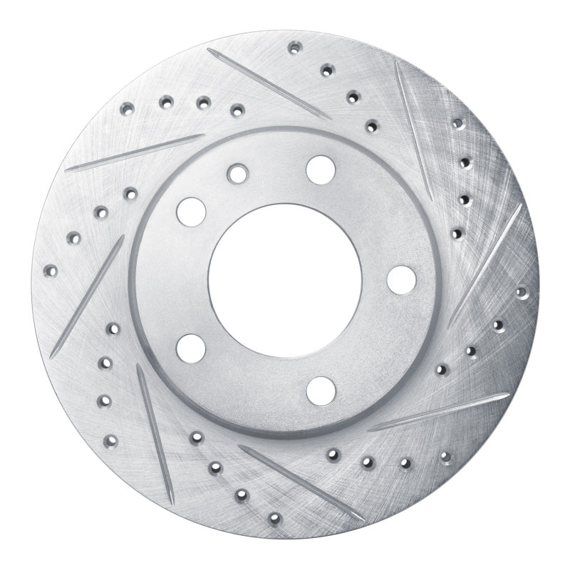 R1 Concepts 82-88 BMW 528E Front Right Drilled & Slotted Silver Brake Rotor