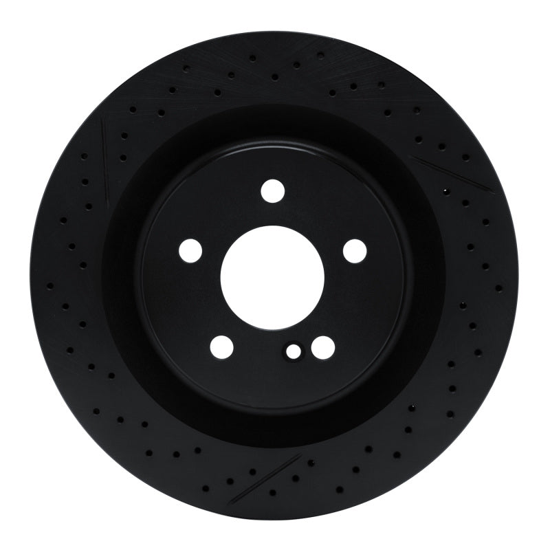 R1 Concepts 05-11 Mercedes-Benz CLK63 AMG Rear Drilled & Slotted Black Brake Rotor