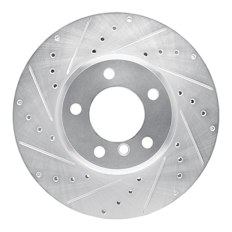 R1 Concepts 04-10 BMW 530XI Front Left Drilled & Slotted Silver Brake Rotor