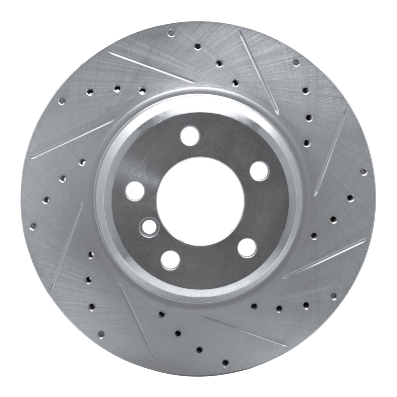 R1 Concepts 02-08 BMW 750LI Front Right Drilled & Slotted Silver Brake Rotor