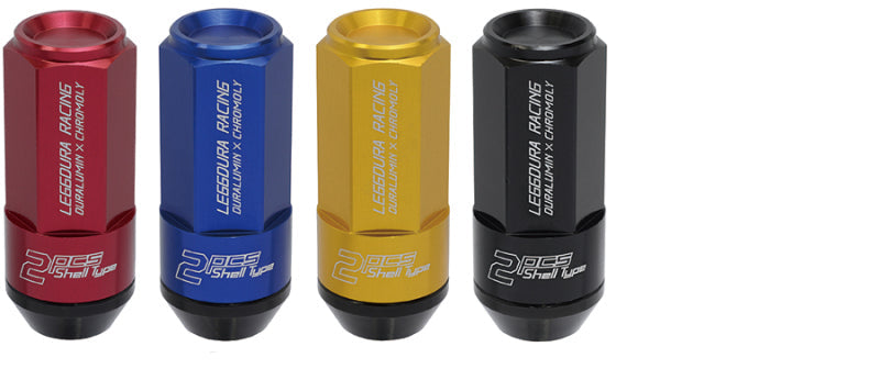 Project Kics Leggdura Racing Shell Type Lug Nut 53mm Open-End Look 16 Pcs + 4 Locks 12X1.25 Black