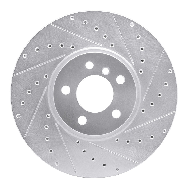 R1 Concepts 02-06 BMW X5 Front Right Drilled & Slotted Silver Brake Rotor