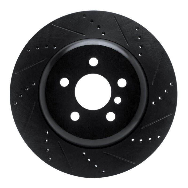 R1 Concepts 17-25 BMW 530I Left Rear Drilled & Slotted Black Brake Rotor