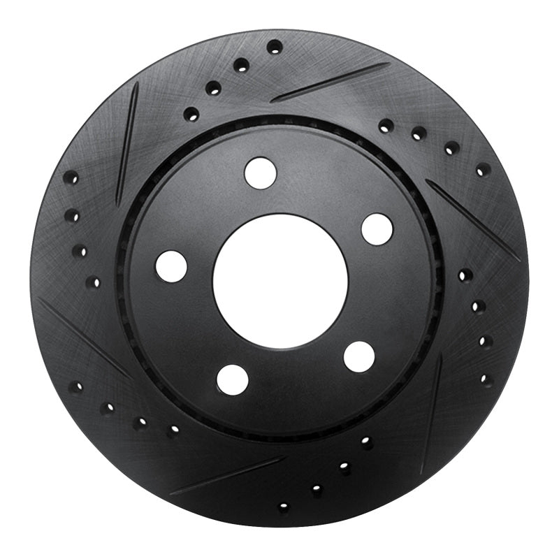 R1 Concepts 85-91 Audi 5000CS Turbo Quattro Rear Left Drilled & Slotted Black Brake Rotor