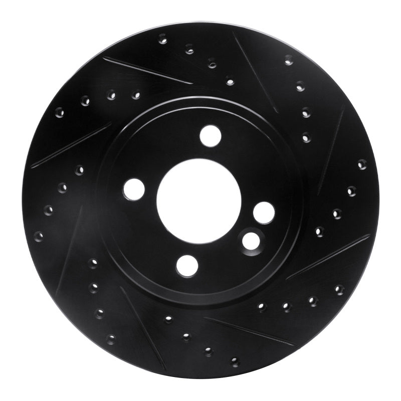 R1 Concepts 07-15 Mini Cooper (Excl Clubman) Front Right Drilled & Slotted Black Brake Rotor