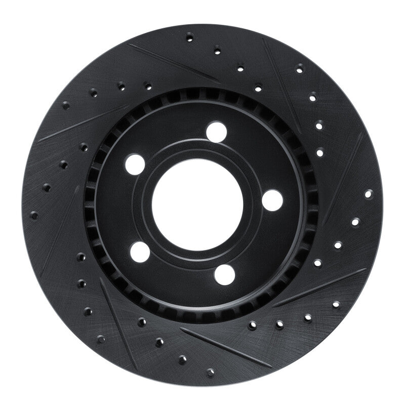 R1 Concepts 80-86 Audi 5000CS Turbo Quattro Front Right Drilled & Slotted Black Brake Rotor