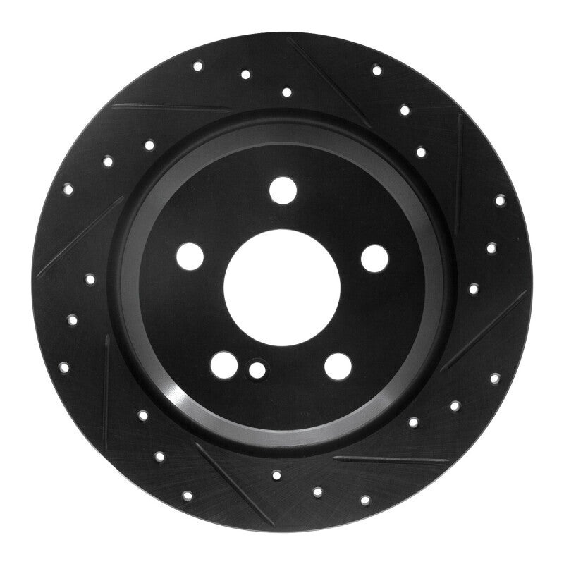 R1 Concepts 07-13 Mercedes-Benz S550 Rear Right Drilled & Slotted Black Brake Rotor