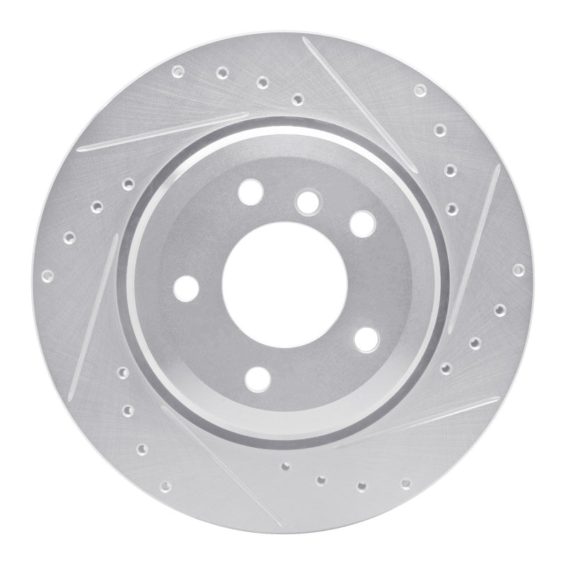 R1 Concepts 01-06 BMW 330I Rear Right Drilled & Slotted Silver Brake Rotor