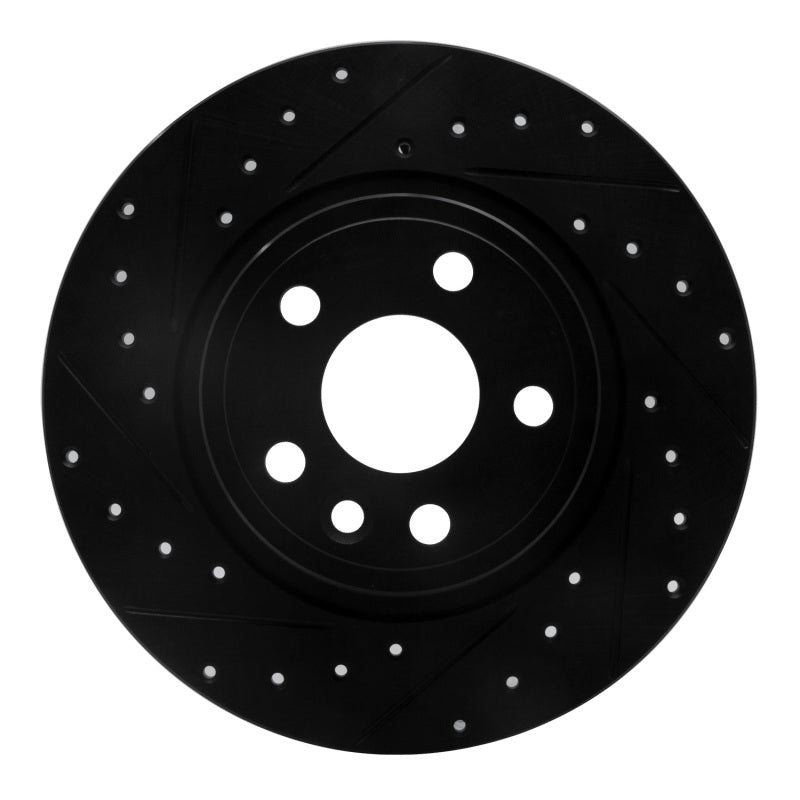 R1 Concepts 15-20 Jaguar E-Pace Rear Left Drilled & Slotted Black Brake Rotor