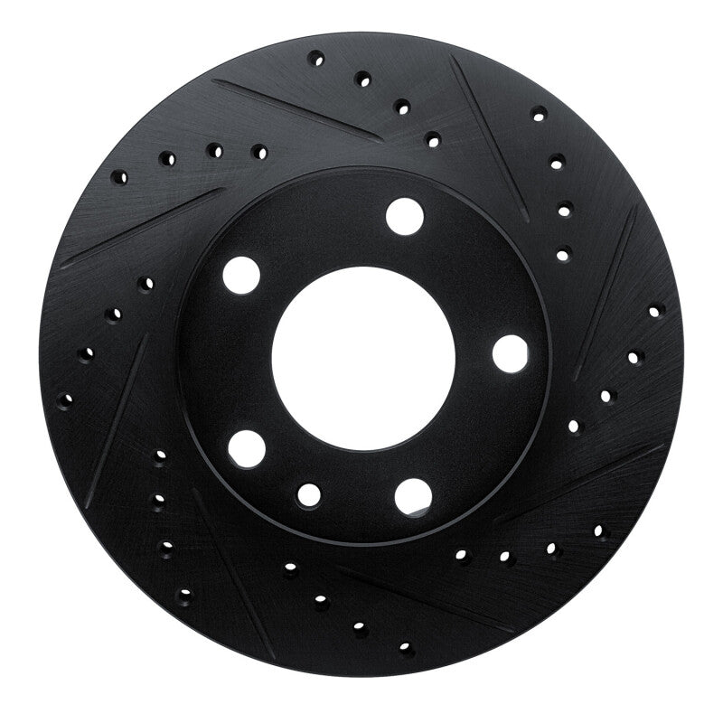 R1 Concepts 76-82 BMW 528I Front Right Drilled & Slotted Black Brake Rotor