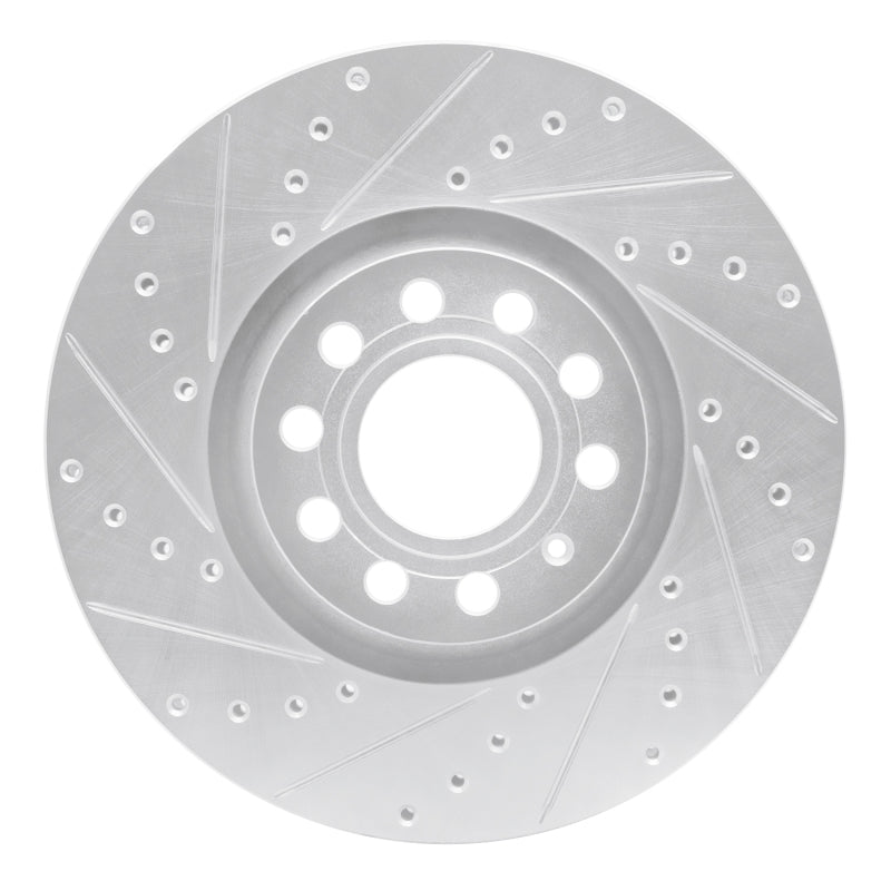 R1 Concepts 97-06 Audi A6 (USA/Canada) Front Left Drilled & Slotted Silver Brake Rotor