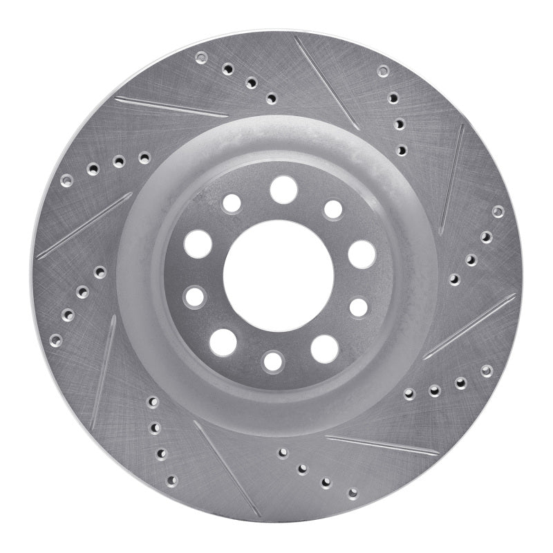 R1 Concepts 2017-2025 Alfa Romeo Stelvio Rear Right Drilled & Slotted Silver Brake Rotor
