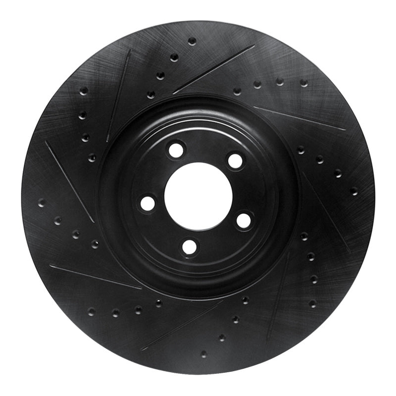 R1 Concepts 10-24 Jaguar XF Front Left Drilled & Slotted Black Brake Rotor