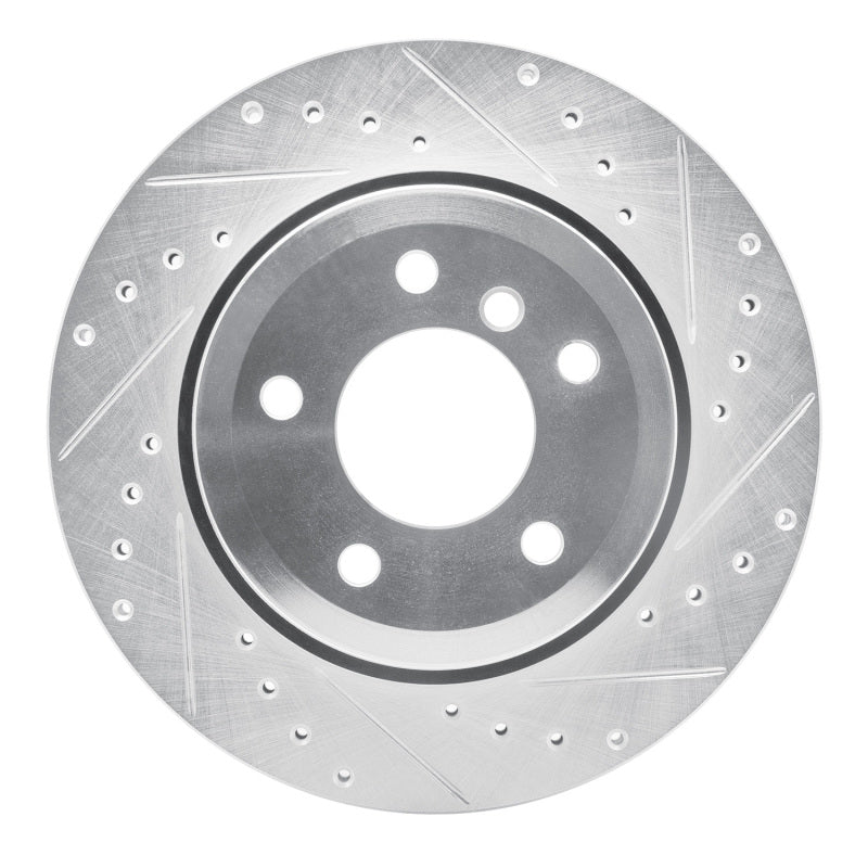 R1 Concepts 06-10 BMW 535XI Rear Right Drilled & Slotted Silver Brake Rotor