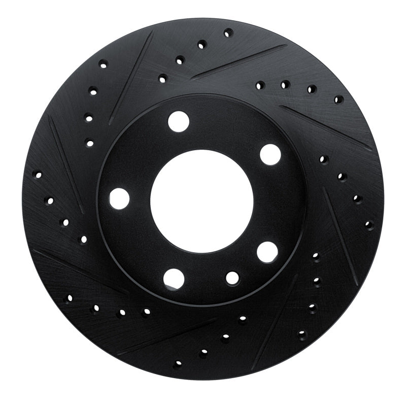 R1 Concepts 76-82 BMW 530I Front Left Drilled & Slotted Black Brake Rotor