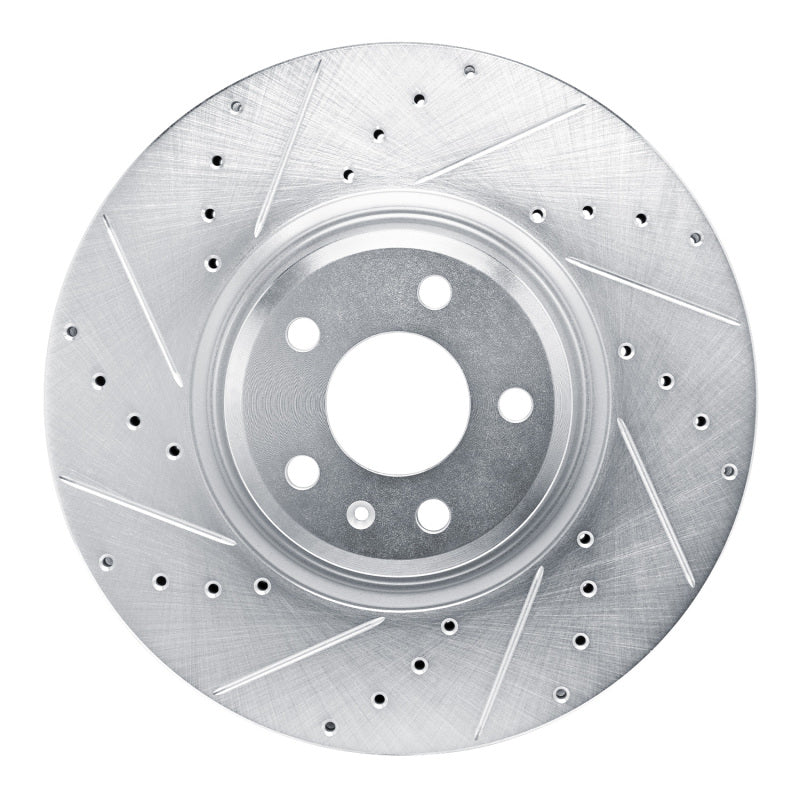 R1 Concepts 18-25 Audi S5 Front Left Drilled & Slotted Silver Brake Rotor