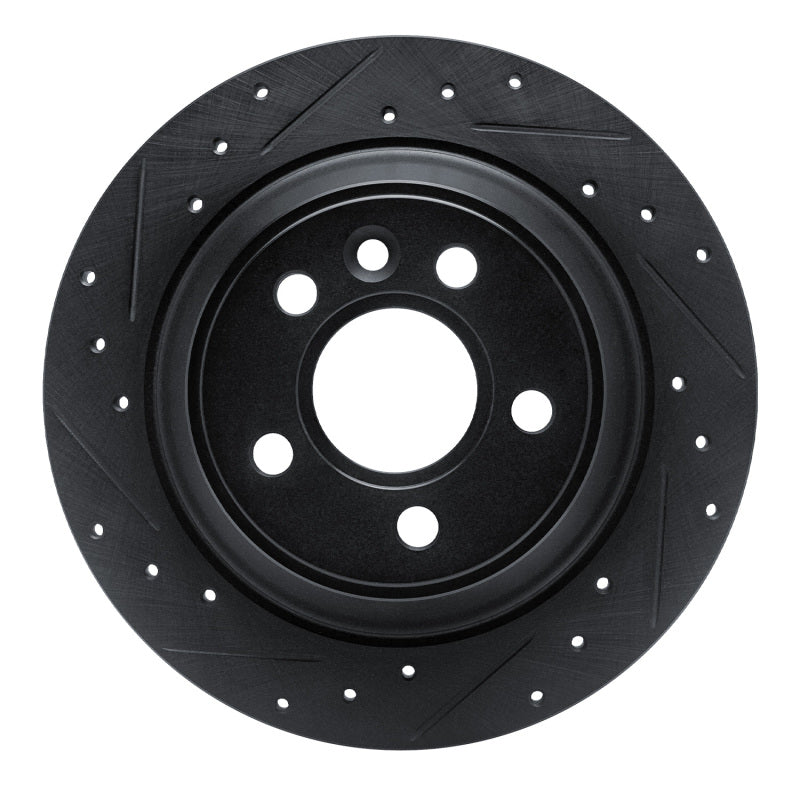 R1 Concepts 07-10 Volvo S80 Rear Left Drilled & Slotted Black Brake Rotor