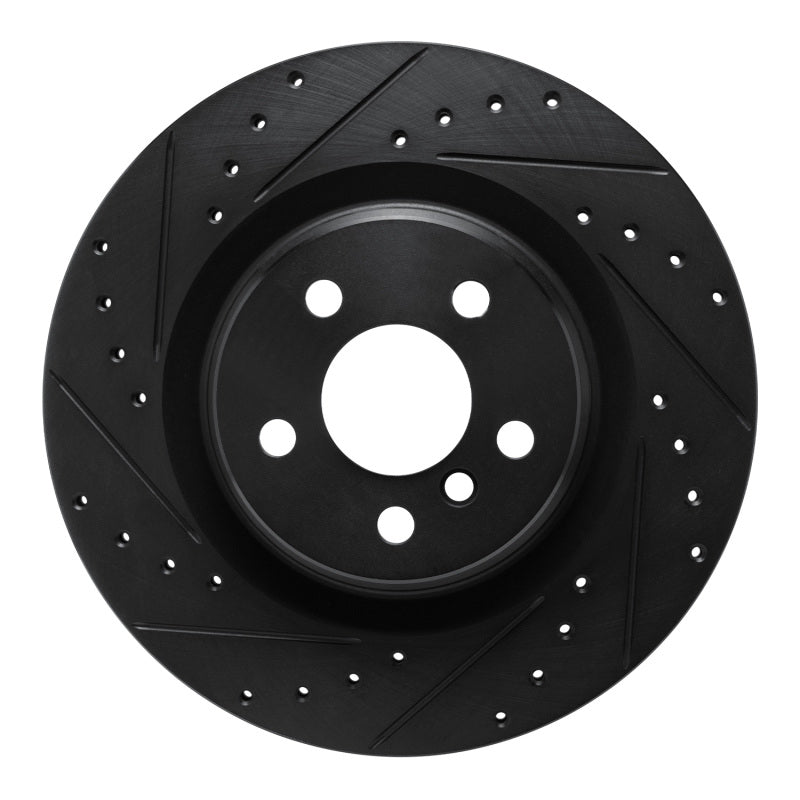 R1 Concepts -24 BMW M235I xDrive Gran Coupe Rear Left Drilled & Slotted Black Brake Rotor
