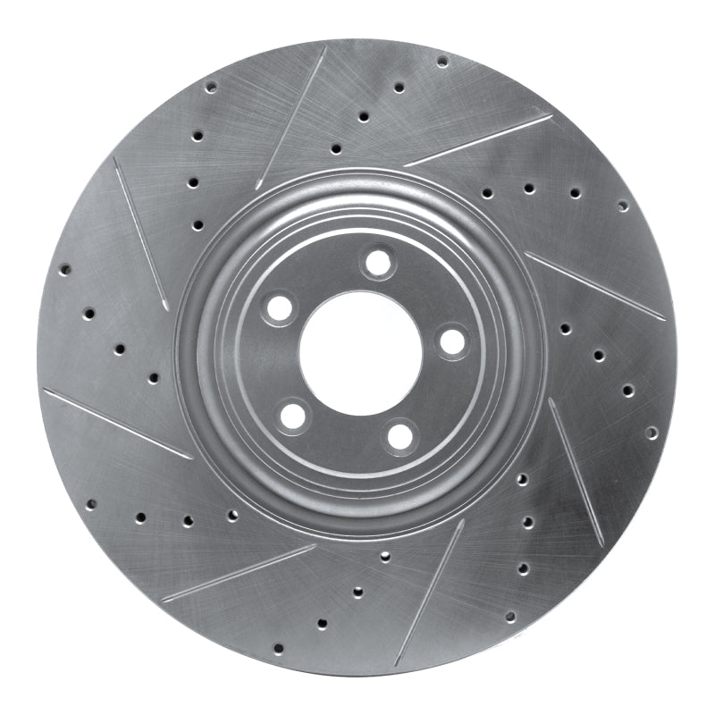 R1 Concepts 10-24 Jaguar XF Front Left Drilled & Slotted Silver Brake Rotor