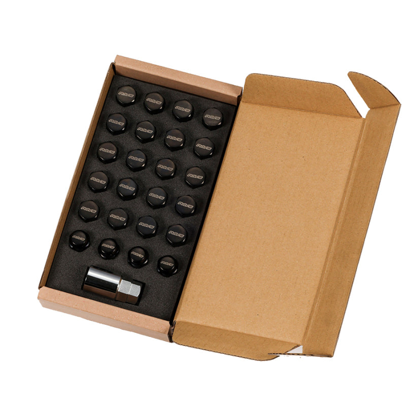 Rays Wheels 19 Hex L33 Lock & Nut Set 14x1.50 - Black