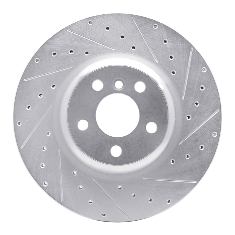 R1 Concepts 16-25 BMW 330e xDrive Rear Right Drilled & Slotted Silver Brake Rotor