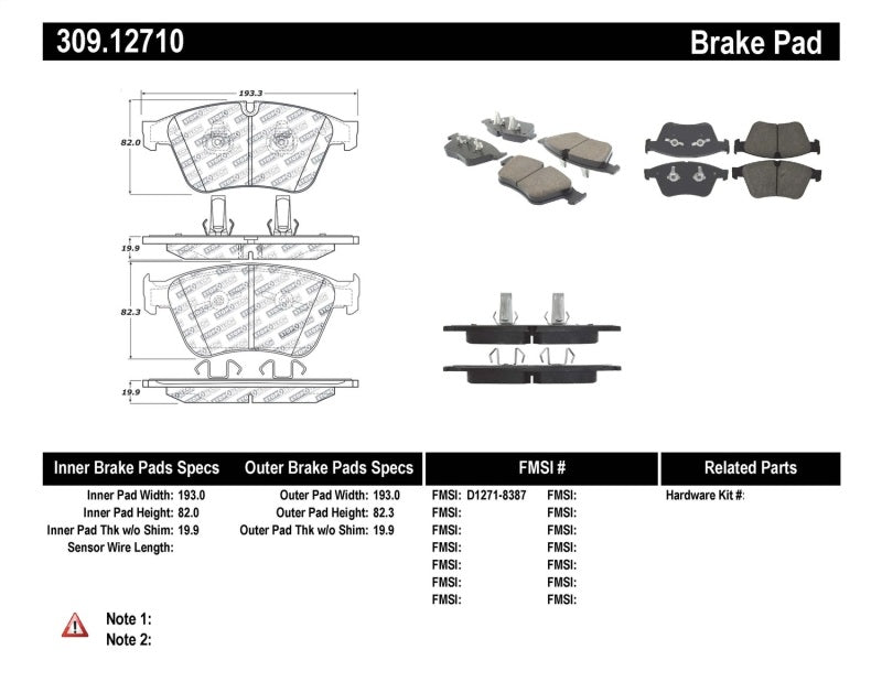 Stoptech PosiQuiet 12-17 Mercedes-Benz C63 AMG / 15-17 C63 AMG S Rear Brake Pads w/ Shims and Hardware