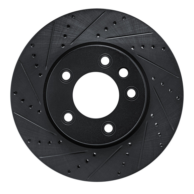 R1 Concepts 03-18 Porsche Cayenne Left Front Drilled & Slotted Black Brake Rotor