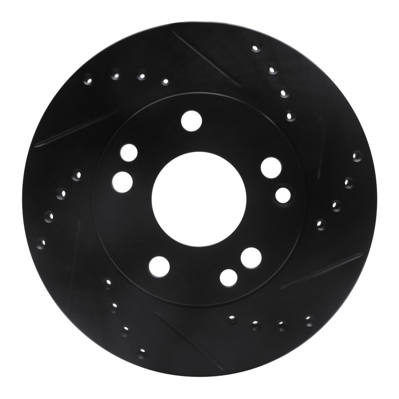 R1 Concepts 87-93 Mercedes-Benz 190D Front Right Drilled & Slotted Black Brake Rotor