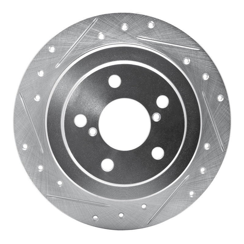 R1 Concepts 90-08 Saab 9-2X Rear Left Drilled & Slotted Silver Brake Rotor